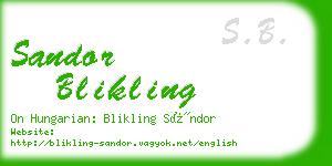 sandor blikling business card